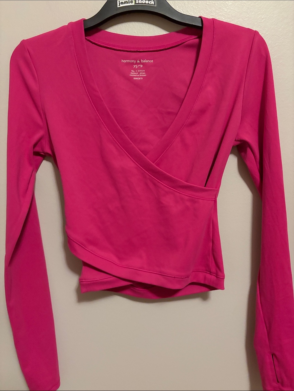 Harmony & Balance Fuchsia Wrap-Front Long Sleeve Top